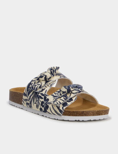 Mules brides &agrave; scratchs bleu femme