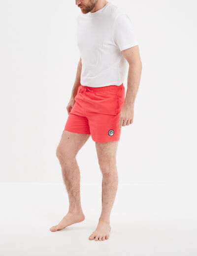 Short de bain droit taille &eacute;lastiqu&eacute;e rose fluo homme