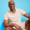 Polo textur&eacute; manches courtes coton ecru homme