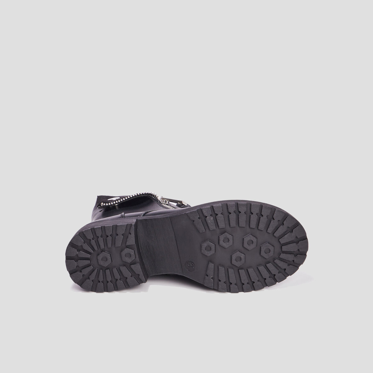 Bottines revers zippées et crantées noir fille
