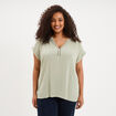 Blouse col en V manches courtes vert kaki femme grande taille