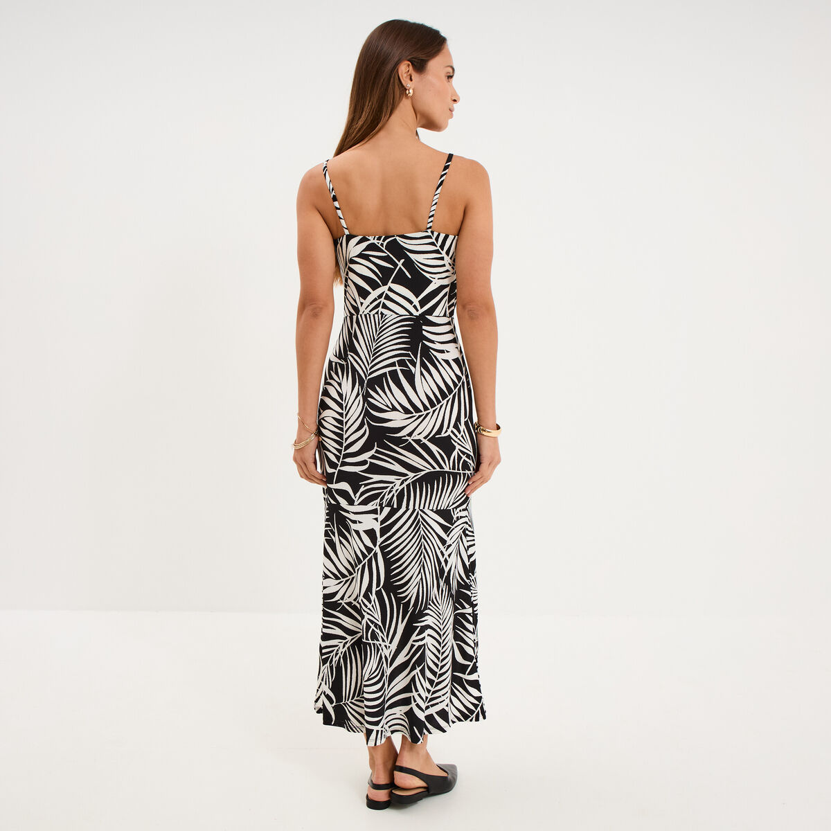Robe ajust&eacute;e fluide longue &agrave; bretelles noir femme