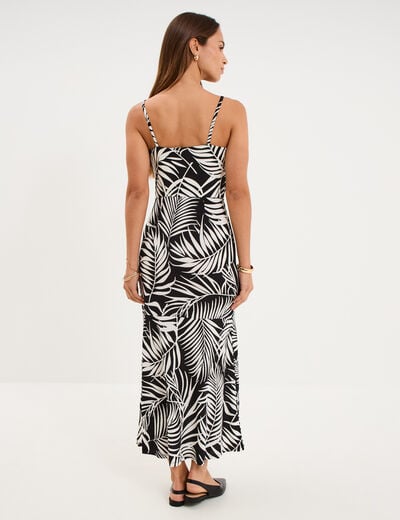 Robe ajust&eacute;e fluide longue &agrave; bretelles noir femme