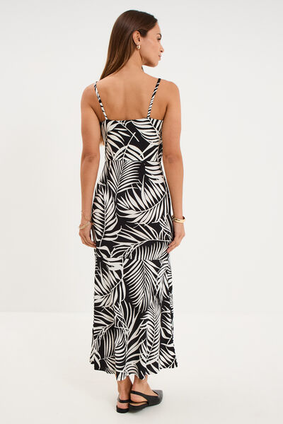 Robe ajust&eacute;e fluide longue &agrave; bretelles noir femme