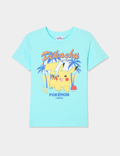 T-shirt manches courtes Pokémon Pikachu bleu turquoise garçon