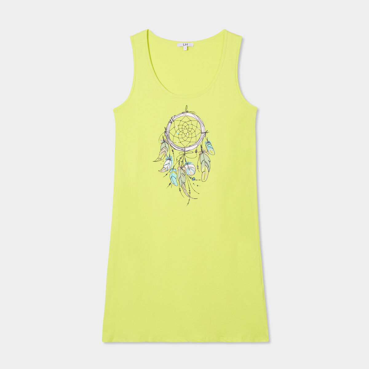 Chemise de nuit sans manches coton vert anis femme