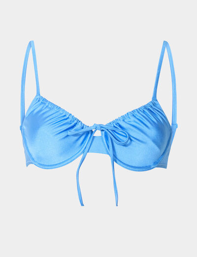 Haut de maillot de bain corbeille noeud bleu clair femme