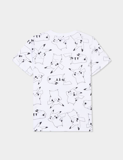 T-shirt sequins coton Pokémon Pikachu blanc garçon