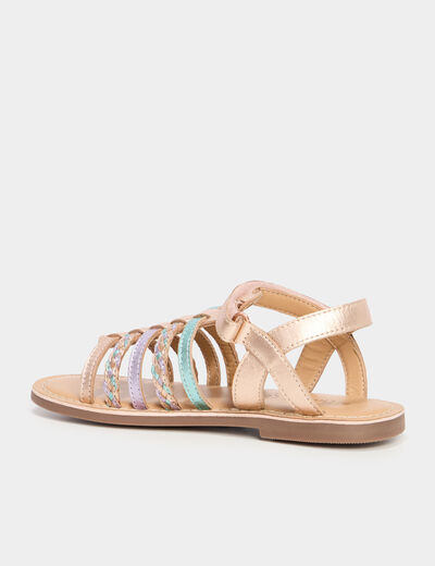 Sandales brides tressées en cuir multicolore fille