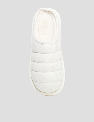 Chaussons mules fourrés gris femme