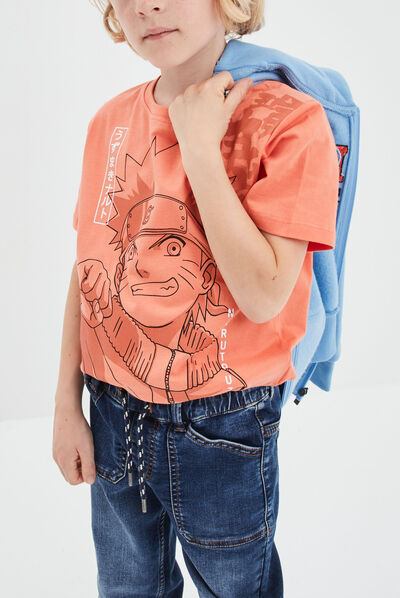 T-shirt droit manches courtes Naruto orange foncé garçon