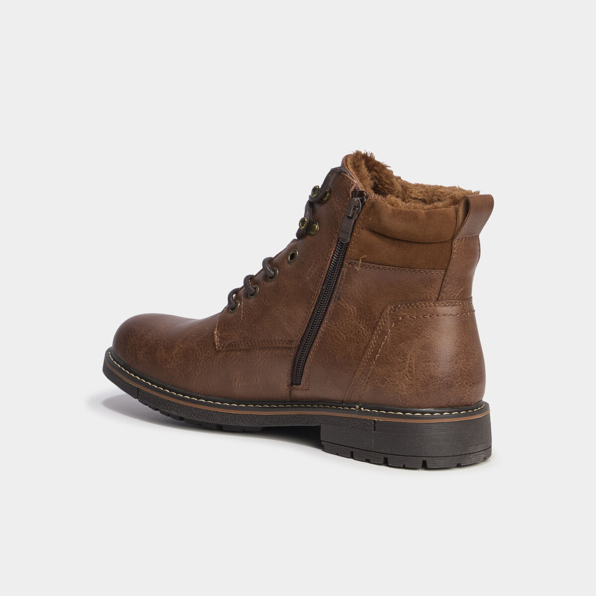 Bottines montantes zipp&eacute;es &agrave; lacets marron homme