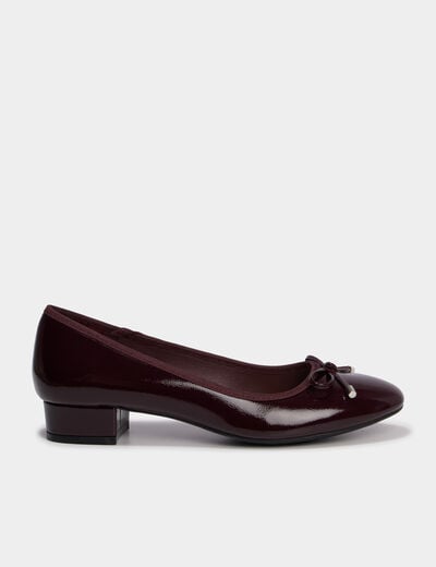 Ballerines &agrave; talons vernies bordeaux femme