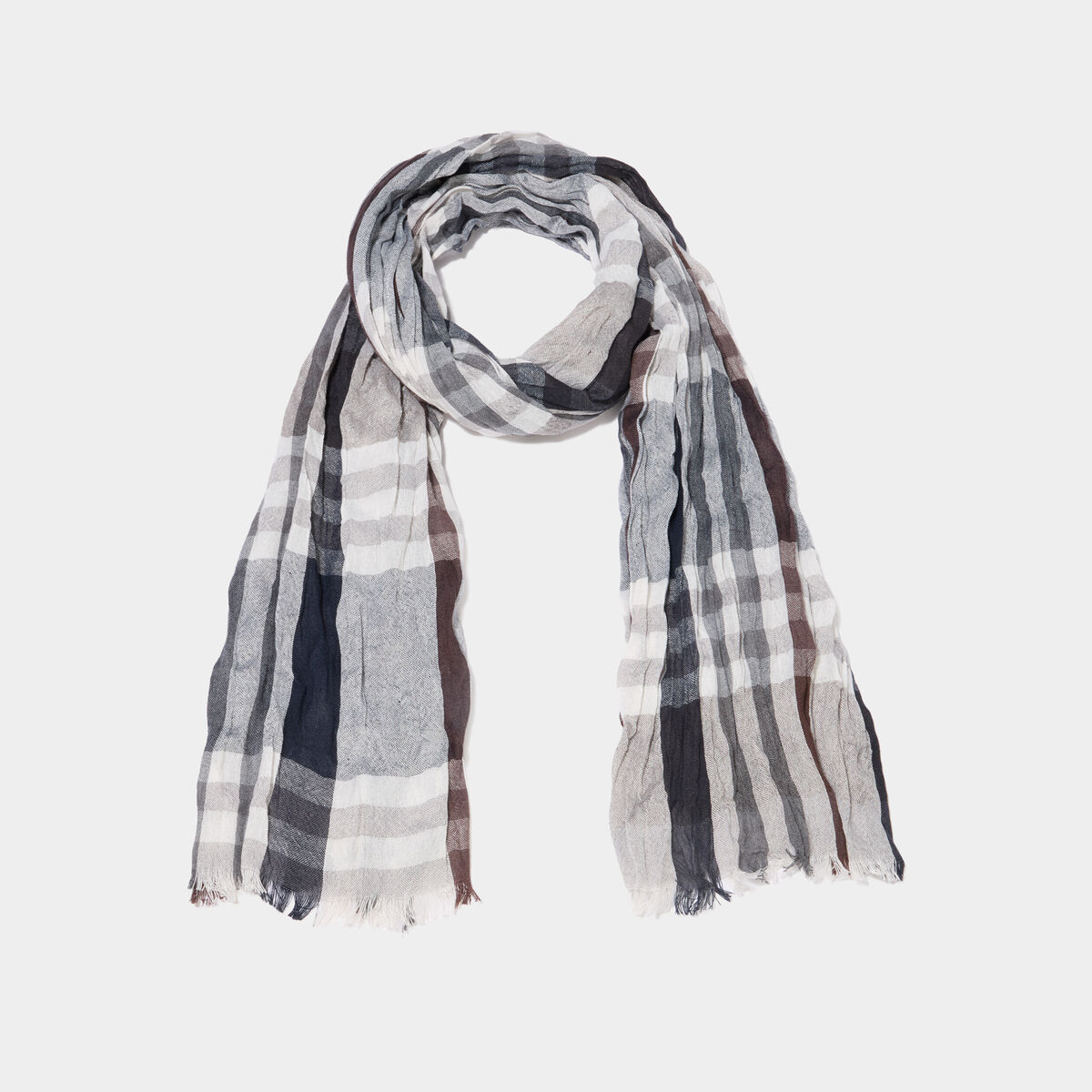 Foulard &agrave; franges fines gris homme