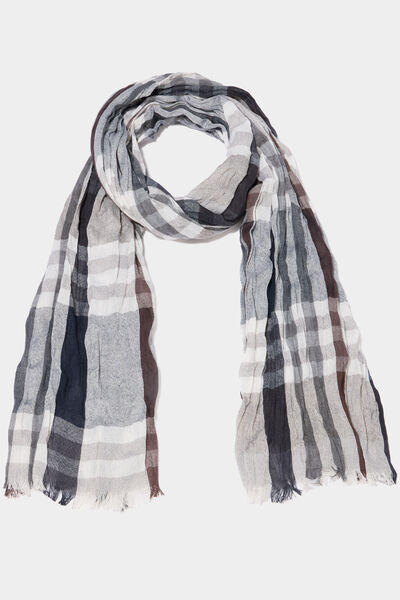 Foulard &agrave; franges fines gris homme
