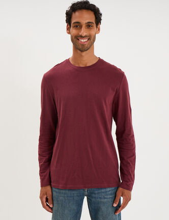 T-shirt manches longues prune homme
