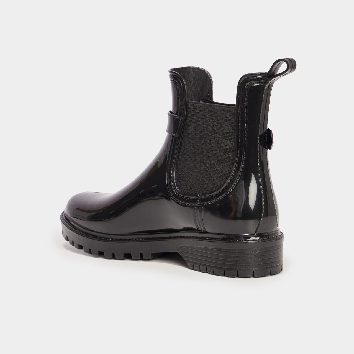 Bottines de pluie chelsea avec boucles noir femme
