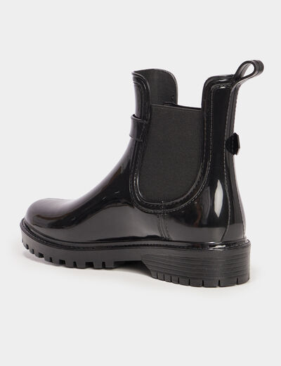 Bottines de pluie chelsea avec boucles noir femme