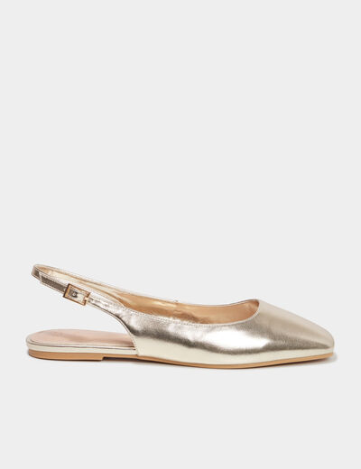 Ballerines slingback bouts carrés jaune or femme