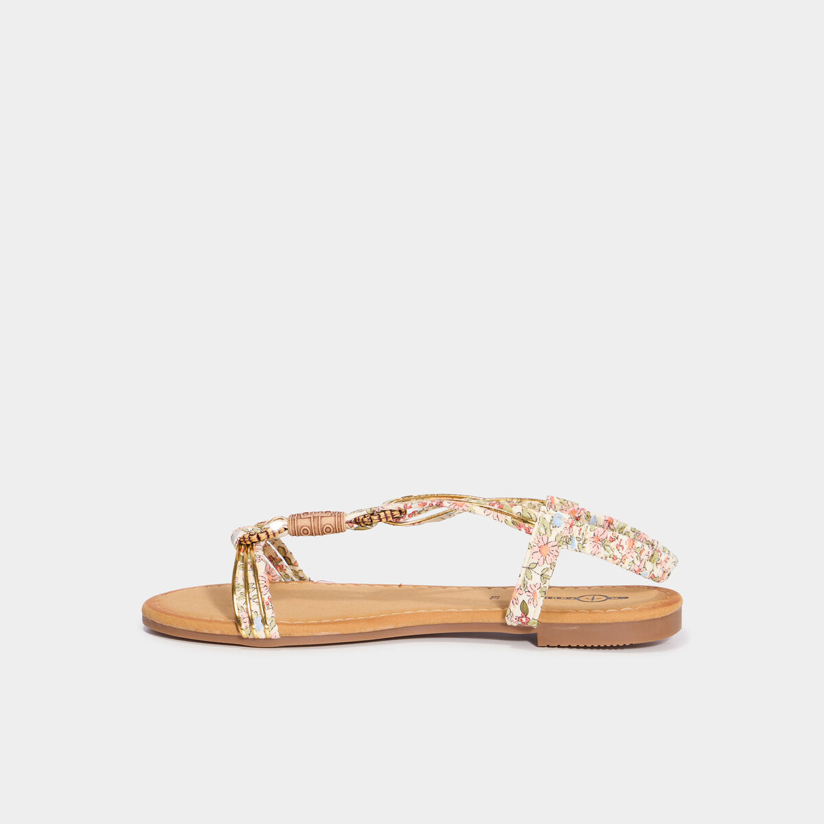 Sandales foulard bout rond &eacute;lastiqu&eacute;es blanc femme