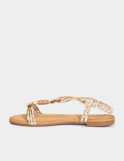 Sandales foulard bout rond &eacute;lastiqu&eacute;es blanc femme