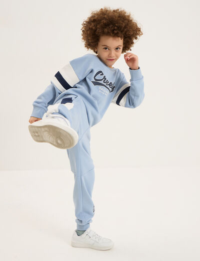 ensemble jogging molleton bleu ciel gar&ccedil;on
