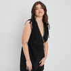 Robe évasée fluide col cache-coeur noir femme grande taille