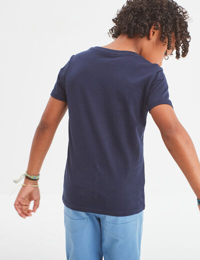 T-shirt sequins réversibles bleu marine garçon