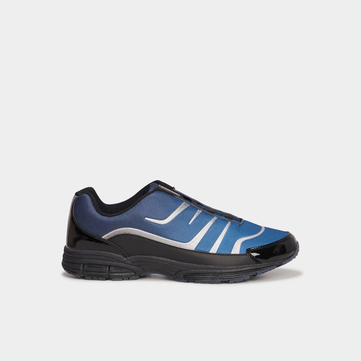 Baskets plates running élastiquées bleu homme