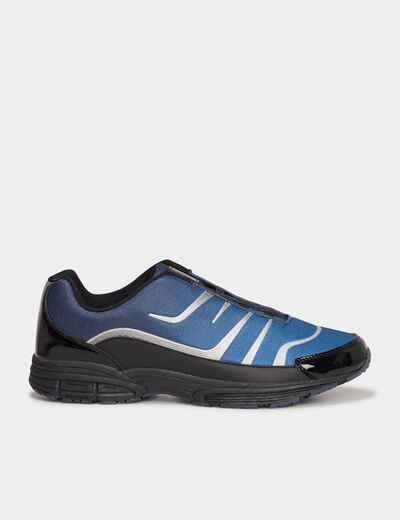 Baskets plates running élastiquées bleu homme