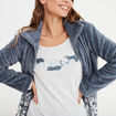 Ensemble pyjama 3 pièces gilet à capuche bleu gris femme