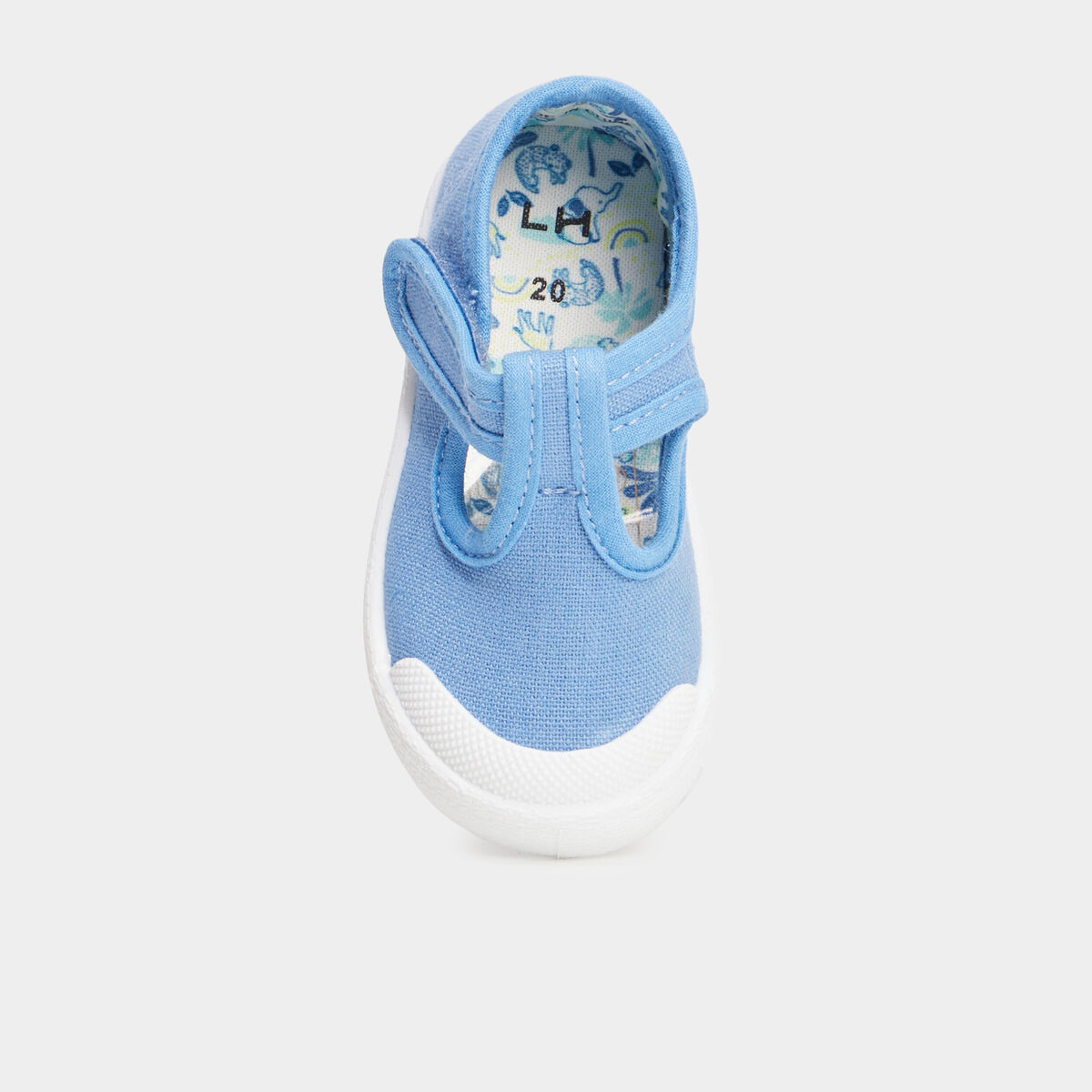 Chaussures salomé en toile à scratchs bleu bébé garçon