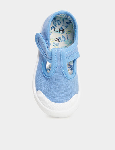 Chaussures salomé en toile à scratchs bleu bébé garçon
