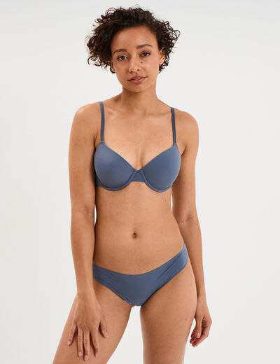 Soutien-gorge corbeille microfibre bleu gris femme