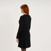 Robe tricot c&ocirc;tel&eacute;e manches longues noir femme