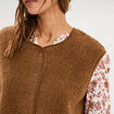 Veste sans manches effet polaire vert kaki femme