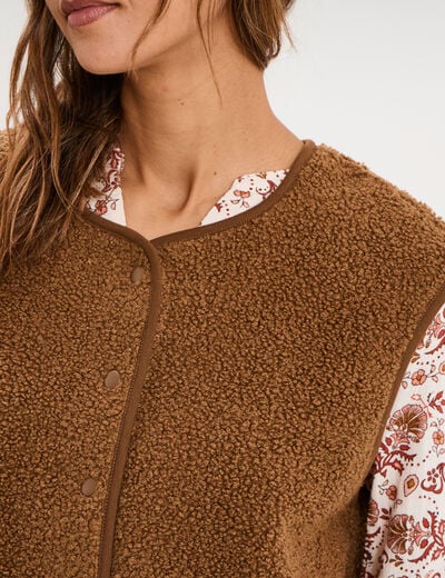 Veste sans manches effet polaire vert kaki femme
