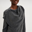 Pull col rond &eacute;charpe amovible gris fonc&eacute; femme