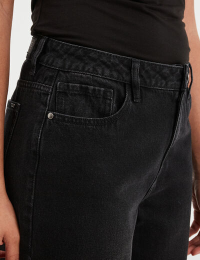 Jeans extra wide leg taille haute denim noir femme