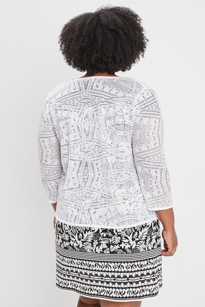 Gilet manches 3/4 ivoire femme grande taille