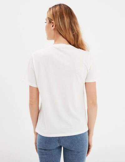 T-shirt coton manches courtes ecru femme