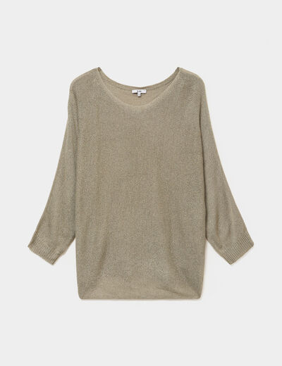 Pull manches longues col rond vert kaki femme grande taille