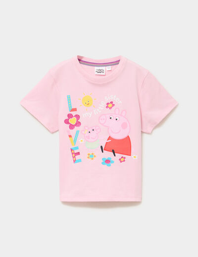 T-shirt manches courtes Peppa Pig rose fille