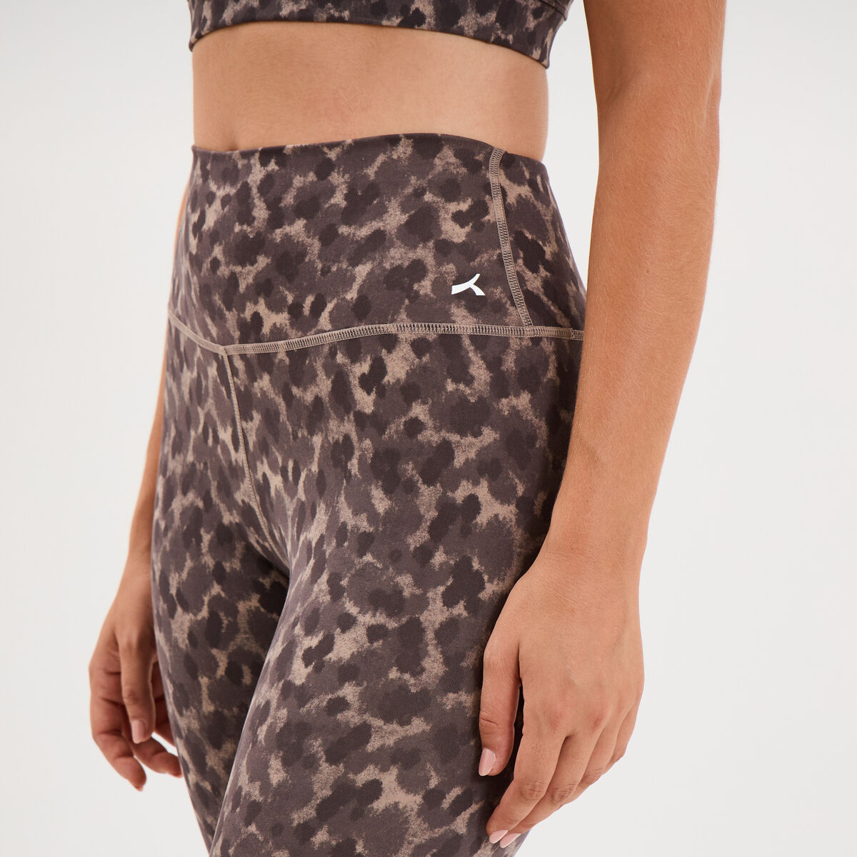 Legging de sport stretch taille haute beige femme