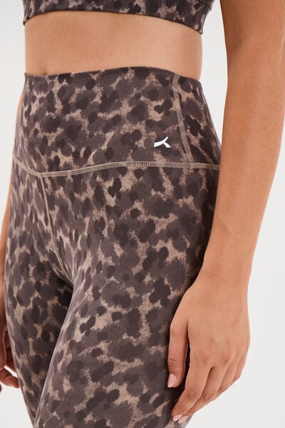 Legging de sport stretch taille haute beige femme