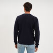 Pull en maille textur&eacute;e col rond bleu marine homme