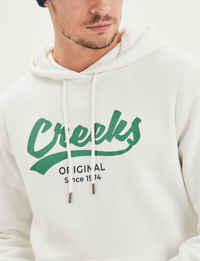 Sweat à capuche hoodie logo Creeks blanc homme