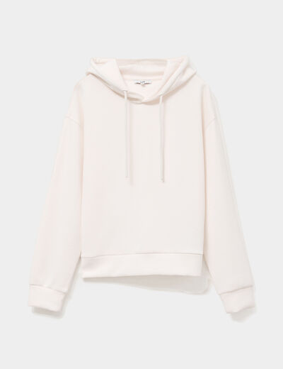 Sweat hoodie manches longues à capuche beige femme