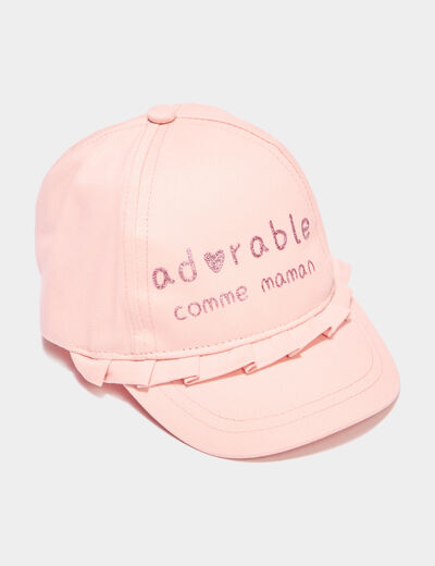 Casquette détails plissés coton rose bébé fille