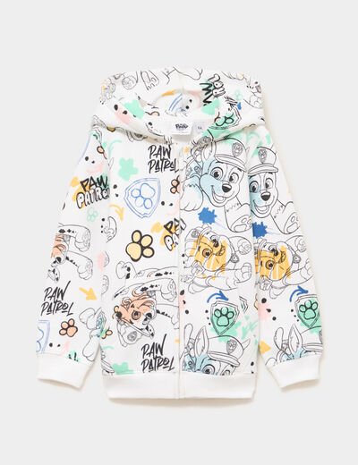 Sweat zipp&eacute; &agrave; capuche Pat Patrouille blanc gar&ccedil;on